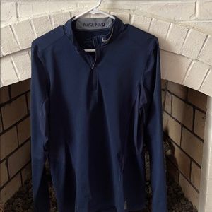 Nike dri-fit fitted 1/4 zip in navy blue